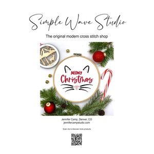 Christmas Holiday Cat Meowy Christmas‎ Humor Counted Cross Stitch Pattern Kit